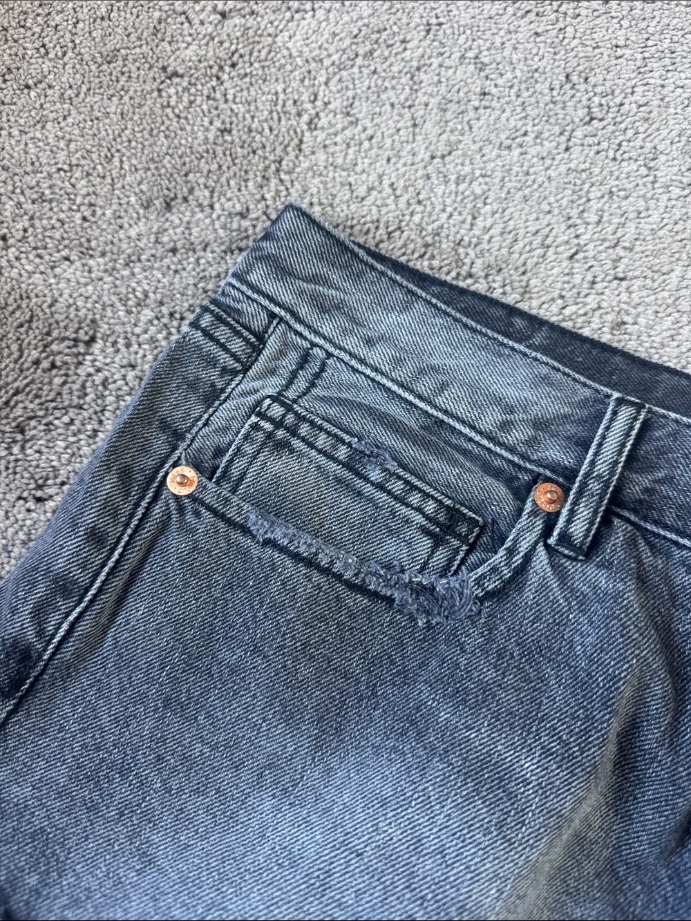We The Free Free People High Rise Frayed Hem Denim Cutoff Shorts Gray SIZE 27 - Picture 3 of 7